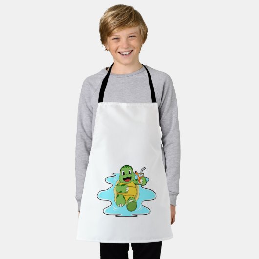 Schildpad met Drink in water Schort (Gedragen)