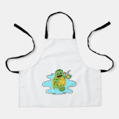 Schildpad met Drink in water Schort (Voorkant)