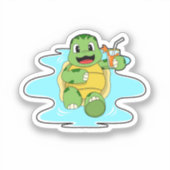 Schildpad met Drink in water Sticker (Voorkant)