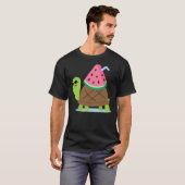 Schildpad met Drink T-Shirt met watermeloen (Voorkant volledig)