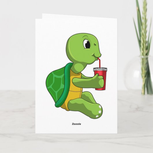 Schildpad met drinkbeker met rietje kaart (Achterkant)