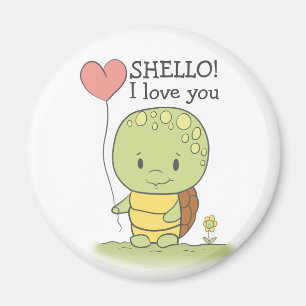 Schildpad Met Een Hart Ballonschild Shello Ik Hou  Magneet