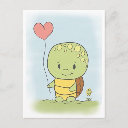 Schildpad Met Een Hartballon Briefkaart (Voorkant)