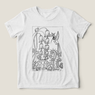 Schildpad met fantasievolle vogelkleuring Tri-Blend shirt