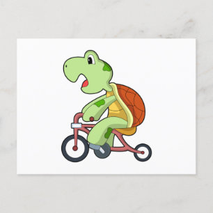 Schildpad met fiets briefkaart