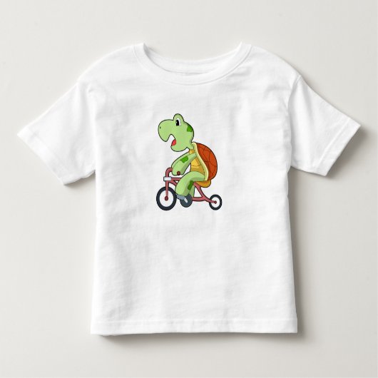 Schildpad met fiets kinder shirts (Voorkant)
