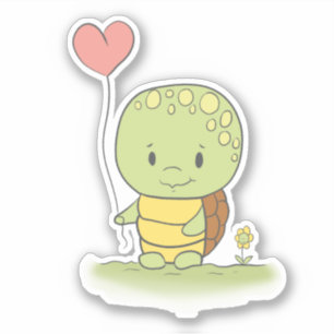 Schildpad Met Hartballon Sticker