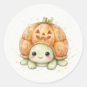 Schildpad met Jack-O'-Lantern Schelp Ronde Sticker