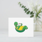 Schildpad met kopje koffie briefkaart (Staand voorkant)