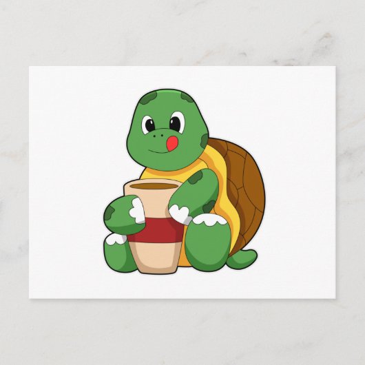 Schildpad met kopje koffie briefkaart (Voorkant)