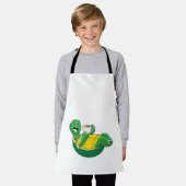 Schildpad met kopje koffie schort (Gedragen)