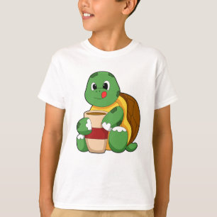 Schildpad met kopje koffie t-shirt