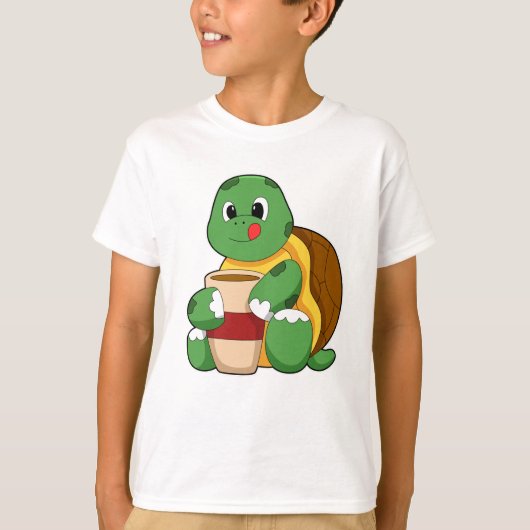 Schildpad met kopje koffie t-shirt (Voorkant)