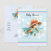 Schildpad met kwalhoed baby shower kaart (Voorkant / Achterkant)