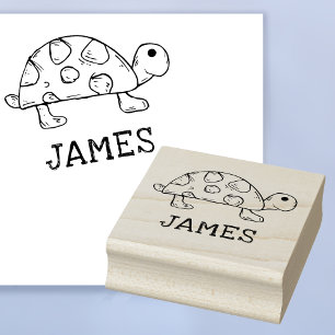 Schildpad met op maat gemaakte naam handtekening r rubberstempel