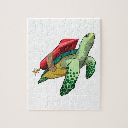 Schildpad met raket legpuzzel (Verticaal)