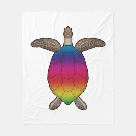 Schildpad met regenboogkleuren fleece deken (Voorkant)