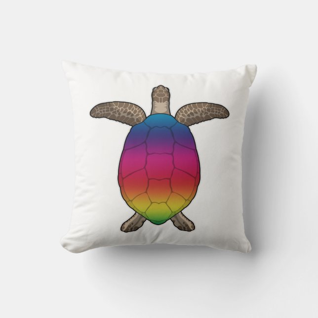 Schildpad met regenboogkleuren kussen (Voorkant)