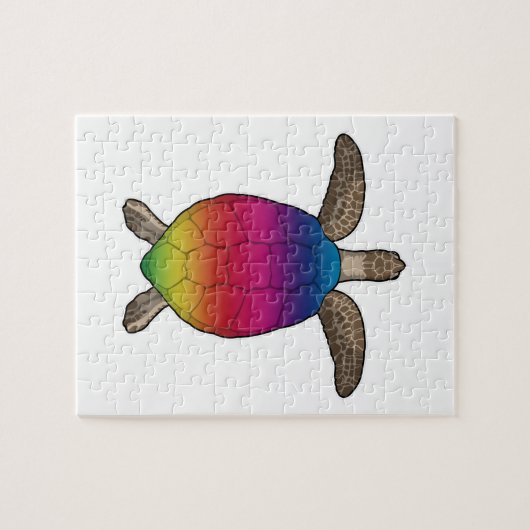Schildpad met regenboogkleuren legpuzzel (Horizontaal)