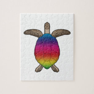 Schildpad met regenboogkleuren legpuzzel