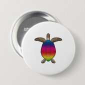 Schildpad met regenboogkleuren ronde button 7,6 cm (Voorkant /achterkant)