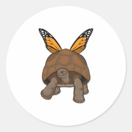 Schildpad met regenboogkleuren ronde sticker