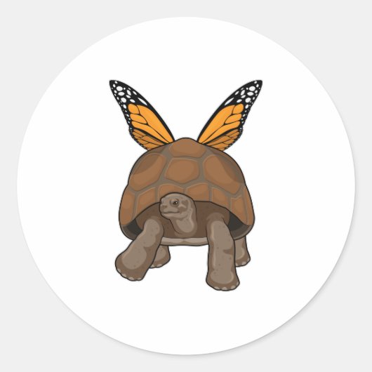 Schildpad met regenboogkleuren ronde sticker (Voorkant)