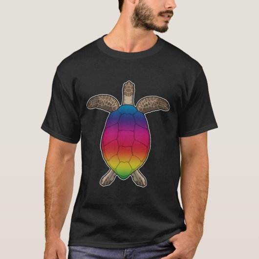 Schildpad met regenboogkleuren t-shirt (Voorkant)