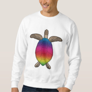 Schildpad met regenboogkleuren trui