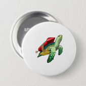 Schildpad met Rocket Ronde Button 7,6 Cm (Voorkant /achterkant)