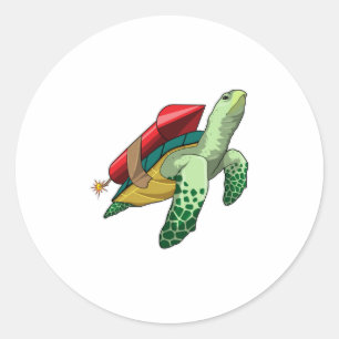 Schildpad met Rocket Ronde Sticker