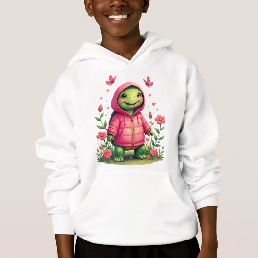 Schildpad Met Roze Hoodie (Voorkant)