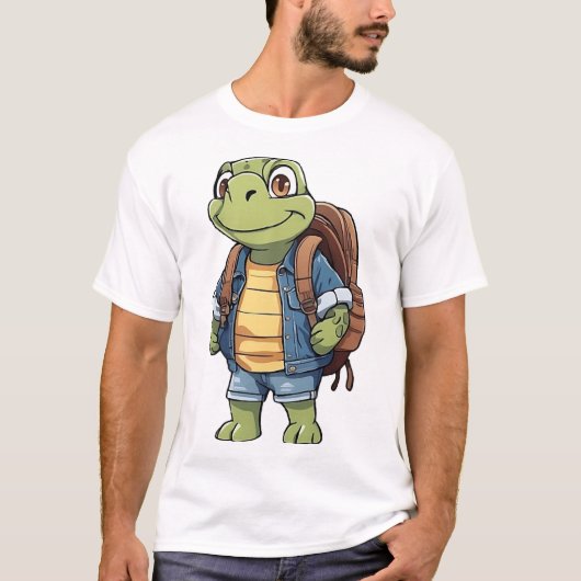 Schildpad met rugzak t-shirt (Voorkant)