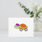Schildpad met schelp als auto briefkaart (Staand voorkant)