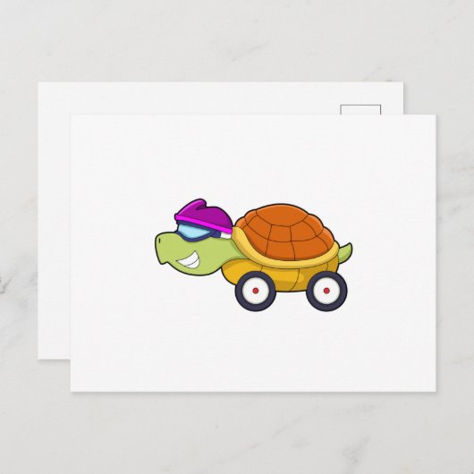Schildpad met schelp als auto briefkaart (Voorkant / Achterkant)