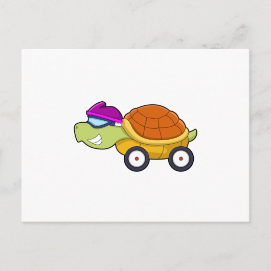 Schildpad met schelp als auto briefkaart (Voorkant)
