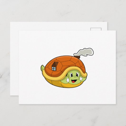 Schildpad met schelp als huis briefkaart (Voorkant / Achterkant)