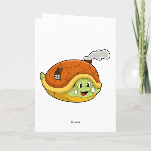 Schildpad met schelp als huis kaart (Achterkant)