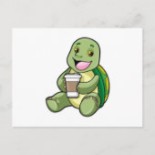 Schildpad met schelp en koffie om mee te nemen briefkaart (Voorkant)