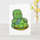 Schildpad met schelp en schoonmaakdoek kaart (Gele Bloem)