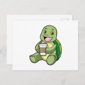 Schildpad met schelp & koffie om mee te nemen briefkaart (Voorkant / Achterkant)