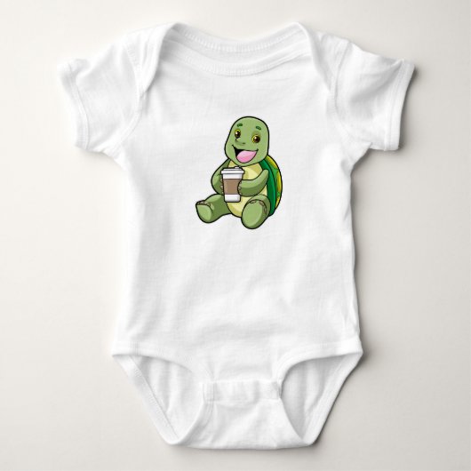 Schildpad met schelp & koffie om mee te nemen romper (Voorkant)