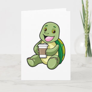 Schildpad met schelp & koffie om weg te gaan kaart