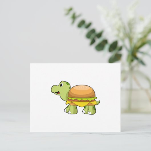 Schildpad met schild als hamburger.PNG Briefkaart (Staand voorkant)
