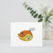 Schildpad met schild als huis briefkaart (Staand voorkant)