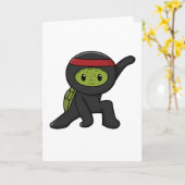 Schildpad met schild als ninja kaart (Gele Bloem)
