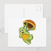 Schildpad met schild als parachutespringer briefkaart (Voorkant / Achterkant)