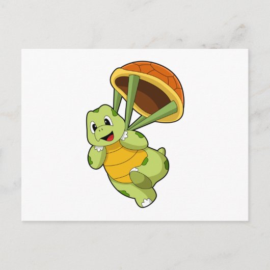 Schildpad met schild als parachutespringer briefkaart (Voorkant)