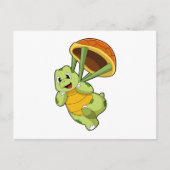 Schildpad met schild als parachutist briefkaart (Voorkant)