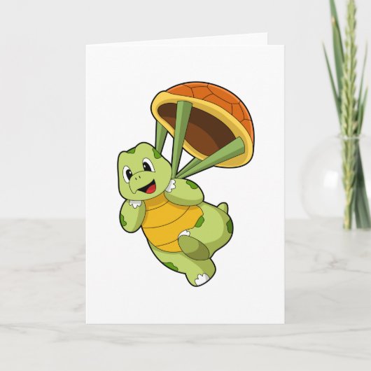 Schildpad met schild als parachutist kaart (Voorkant)